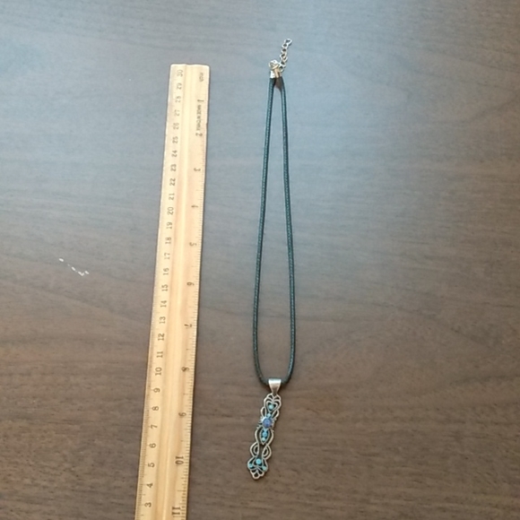 Vintage Long Pendant w/ new Leather Cord - Picture 2 of 3